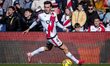 Pedro Diaz of Rayo Vallecano is in action with the ball during the LaLiga EA Sports footba...