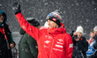 Kamil Stoch, legendary Polish ski jumper, celebrates his final jump on the Wielka Krokiew...