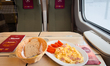 The ''Polish Breakfast'' meal served in the WARS dining car includes scrambled eggs with t...