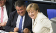 German Chancellor Angela Merkel (R) and German Vice Chancellor, Economy and Energy Ministe...