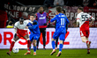 FC Utrecht forward Yoann Cathline and FC Twente defender Bart van Rooij play during the ma...