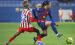 Clara Serrajordi and Luany Vitoria da Silva play during the match between FC Barcelona Wom...
