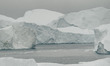 Icebergs are in front of Illulissat Glacier or Jakobshavn Glacier in Greenland on August 2...