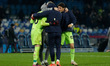 Players of Parma Calcio 1913 celebrate at the end of the Serie A match between SSC Napoli...