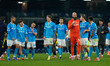Players of SSC Napoli look disappointed at the end of the Serie A match between SSC Napoli...