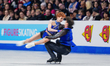 Evgeniia Lopareva and Geoffrey Brissaud of France compete in the Ice Dance Rhythm Dance du...