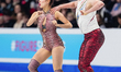Yuka Orihara and Juho Pirinen of Finland compete in the Ice Dance Rhythm Dance during the...