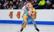 Carolane Soucisse and Shane Firus of Ireland compete in the Ice Dance Rhythm Dance during...