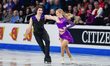 Daniela Ivanitskiy and Matthew Sperry of Finland compete in the Ice Dance Rhythm Dance dur...