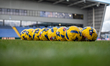 Yellow Winter EFL balls are present during the Sky Bet League 2 match between Oldham Athle...