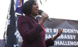 Leader of the Conservative Party Kemi Badenoch addresses activists rallying against plans...