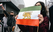 In Rennes, France, on January 17, 2026, a rally supports the Iranian people, with many Ira...