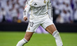 Kylian Mbappe of Real Madrid is in action with the ball during the LaLiga EA Sports footba...