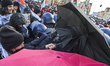 Police and protesters attend a Pro-Palestine demonstration in Leipzig, Saxony, on January...