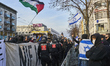Pro-Palestine and Pro-Israel groups protest in Leipzig, Saxony, on January 17, 2026. Pro-P...