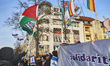 Pro-Palestine and Pro-Israel groups protest in Leipzig, Saxony, on January 17, 2026. Pro-P...
