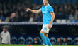Amir Rrahmani of SSC Napoli plays during the Serie A match between SSC Napoli and US Sassu...