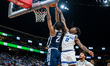 Yohan Traore (21) of the Butler Bulldogs goes up for a layup during an NCAA men's basketba...
