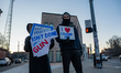 Demonstrators protest ICE (Immigration Customs Enforcement) activities and occupation duri...