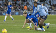 Khadija Shaw #9 of Manchester City Women F.C. is tackled by Millie Bright #4 of Chelsea Wo...