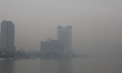 Fog covers the sky of Cairo on the Nile Corniche in the capital, downtown Egypt, on Januar...