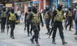 Indian Security personnel from the Special Operations Group (SOG) patrol during a random s...