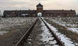 A view of the Main Gate at the former Nazi German concentration camp Auschwitz II-Brikenau...