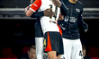 SK Sturm Graz defender Jeyland Mitchell and SC Feyenoord Rotterdam midfielder Sem Steijn p...