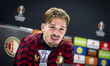 SC Feyenoord Rotterdam midfielder Luciano Valente attends the press conference after the m...