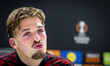 SC Feyenoord Rotterdam midfielder Luciano Valente attends the press conference after the m...