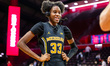 TE'YALA DELFOSSE (33) of the Michigan Wolverines is interviewed after an NCAA women's bask...