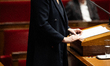 Marine Le Pen, President of the Rassemblement National parliamentary group, RN, speaks dur...