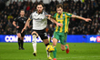 Ben Brereton Diaz of Derby County battles with Jayson Molumby of West Bromwich Albion duri...