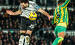 Ben Brereton Diaz of Derby County heads the ball at goal during the Sky Bet Championship m...