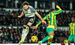Ben Brereton Diaz of Derby County heads the ball at goal during the Sky Bet Championship m...