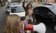 Sex workers in Mexico City, Mexico, on January 23, 2026, block Avenida Francisco del Paso...
