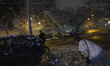 Iranian youths play in the snow at the end of a snowy day in downtown Tehran, Iran, on Jan...