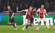 Ozan Kokcu of FC Volendam and Anton Gaaei of AFC Ajax compete during the match between AFC...