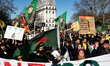 Thousands of people participate in a demonstration in solidarity with Kurds in northern Sy...