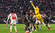 Goalkeeper Kayne van Oevelen of FC Volendam makes a save during the match AFC Ajax Amsterd...