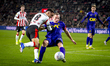 PSV Eindhoven defender Sergino Dest and NAC Breda defender Boy Kemper play during the matc...