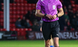 Referee Elliott Swallow watches play during the Sky Bet League 2 match between Walsall and...