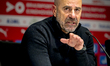 PSV Eindhoven trainer Peter Bosz speaks during the press conference after the match betwee...