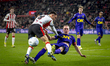 PSV Eindhoven defender Sergino Dest and NAC Breda defender Boy Kemper play during the matc...