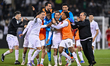 Roberto Firmino of Al Sadd FC celebrates with teammates after scoring during the Qatar-UAE...