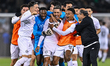 Roberto Firmino of Al Sadd FC celebrates with teammates after scoring during the Qatar-UAE...