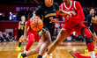 MILA HOLLOWAY (3) of the Michigan Wolverines drives the ball during an NCAA women's basket...