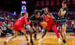 KENNEDY BRANDT (33) of the Rutgers Scarlet Knights loses the ball during an NCAA women's b...