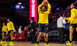 Brooke Quarles Daniels (5) of the Michigan Wolverines warms up before an NCAA women's bask...