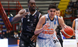 Napoli's Guglielmo Caruso and Derthona's Lamine Tandia participate in the LBA Lega Basket...